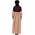 Duel colored abaya with lace work-Brown-skin